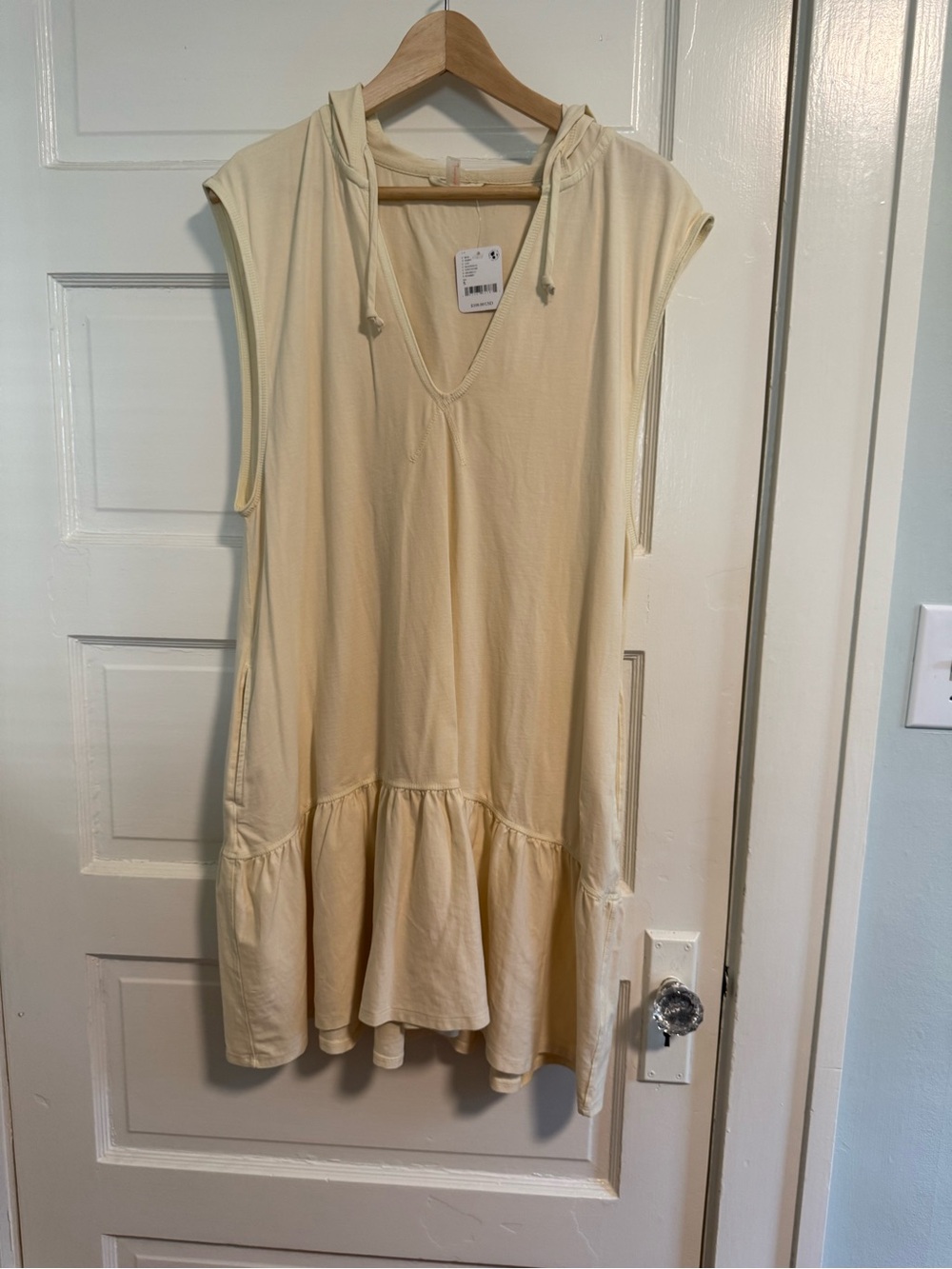 FP Movement by Free People Cream Sleeveless Hooded Ruffle-Hem Dress